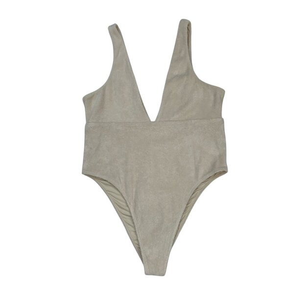 Free People Stone Fox Swim Terry Elm One Piece Swimsuit M Sand Dollar Cream - Picture 13 of 13